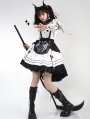 Aries White and Black Retro Elegant Maid Short Sleeve Gothic Lolita Dress Set