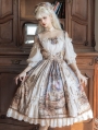 Cloria Oil Painting Printed Elegant U-neck Classic Lolita JSK Dress Set