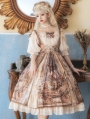 Cloria Oil Painting Printed Elegant U-neck Classic Lolita JSK Dress Set