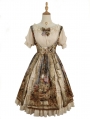 Cloria Oil Painting Printed Elegant U-neck Classic Lolita JSK Dress Set