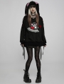 Black Gothic Punk Leopard Skull Pattern Mesh Long Leggings for Women