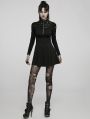 Black Gothic Punk Long Sleeve Chain Print Daily Wear Short Dress