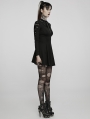 Black Gothic Punk Long Sleeve Chain Print Daily Wear Short Dress