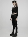 Black Gothic Punk Low Waist Tight Fit Long Pants for Women
