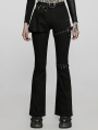 Black Gothic Punk Slim Long Flared Pants for Women