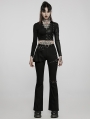 Black Gothic Punk Slim Long Flared Pants for Women