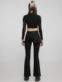 Black Gothic Punk Slim Long Flared Pants for Women