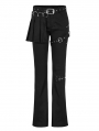 Black Gothic Punk Slim Long Flared Pants for Women