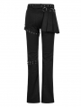 Black Gothic Punk Slim Long Flared Pants for Women