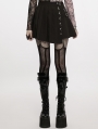 Black Gothic Punk Rivets Pleated Short Daily Wear Skirt