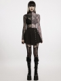 Black Gothic Punk Rivets Pleated Short Daily Wear Skirt