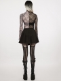 Black Gothic Punk Rivets Pleated Short Daily Wear Skirt