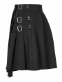 Black Gothic Punk Rivets Pleated Short Daily Wear Skirt