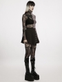 Black Gothic Punk Rivets Pleated Short Daily Wear Skirt