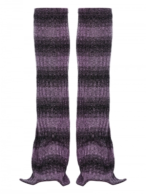 Black and Violet Gothic Daily Striped Leg Warmer
