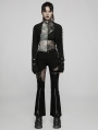 Black Gothic Punk Lace Splicing Long Flare Pants for Women