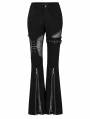 Black Gothic Punk Lace Splicing Long Flare Pants for Women