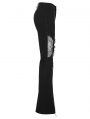 Black Gothic Punk Lace Splicing Long Flare Pants for Women