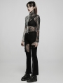 Black Gothic Punk Lace Splicing Long Flare Pants for Women