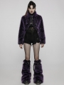 Purple Gothic Punk Faux Wool Daily Loose Short Coat for Women