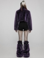 Purple Gothic Punk Faux Wool Daily Loose Short Coat for Women