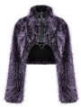 Purple Gothic Punk Faux Wool Daily Loose Short Coat for Women