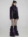 Purple Gothic Punk Faux Wool Daily Loose Short Coat for Women