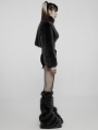 Black Gothic Punk Faux Wool Daily Loose Short Coat for Women