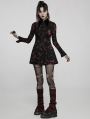 Black Gothic Long Sleeve Printed Short Dress