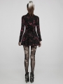 Black Gothic Long Sleeve Printed Short Dress