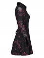 Black Gothic Long Sleeve Printed Short Dress