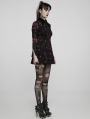 Black Gothic Long Sleeve Printed Short Dress