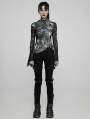 Black and White Dark Gothic Chiffon Long Sleeve T-Shirt for Women