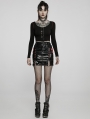 Black Gothic Punk Military Sexy Slit PU Leather Short Skirt