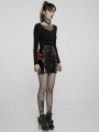 Black Gothic Punk Military Sexy Slit PU Leather Short Skirt