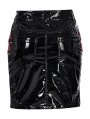 Black Gothic Punk Military Sexy Slit PU Leather Short Skirt