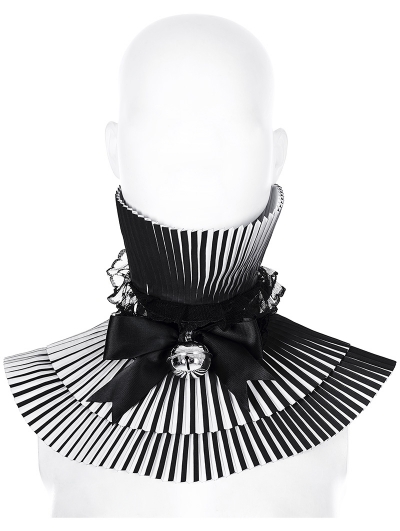 Black and White Gothic 3D Collar with Detachable Bow
