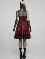Black and Red Gothic Dark Mesh Spliced Woven Lolita Dress