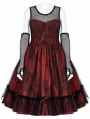 Black and Red Gothic Dark Mesh Spliced Woven Lolita Dress