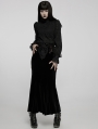 Black Gothic Gorgeous Lace Applique Long Velvet Fishtail Skirt