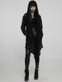 Black Gothic Cotton Lace Loose Hooded Trench Coat for Women