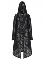 Black Gothic Cotton Lace Loose Hooded Trench Coat for Women