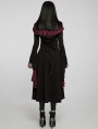 Black and Red Gothic Retro Wizard Long Hooded Coat for Women