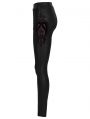 Black Gothic Velvet Applique Slim Long Legging for Women