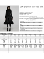 Black Women's Gothic Faux Wool Long Warm Coat with Detachable Collar