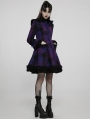 Black and Violet Gothic Lolita Hooded Long Coat for Women
