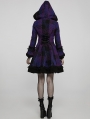 Black and Violet Gothic Lolita Hooded Long Coat for Women