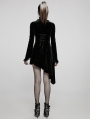 Black Gothic Velvet High Collar Long Sleeve Asymmetric Dress