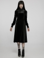 Black Gothic Vintage Lace Collar Velvet Long Sleeve Dress