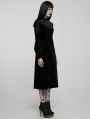 Black Gothic Vintage Lace Collar Velvet Long Sleeve Dress